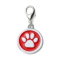 Placa de identificación roja de esmalte, colgante de huella con cierre de langosta. - 2.5cm / Rojo (Sin Grabado)