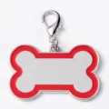 Zilveren metalen huisdier ID-tag met rode rand botvormige hanger gegraveerd accessoire. - Klein: 3,3*2,1*0,2 cm / Rood