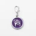 Lindo colgante redondo de esmalte para mascotas perro anti pérdida accesorio útil - Púrpura