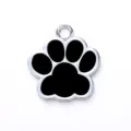 Placa de identificación para mascotas de metal plateado, colgante de perro con esmalte negro - 2,5*2,7 cm / Negro con Purpurina