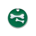 Zinklegering ronde groene huisdier ID tag met wit bot patroon voor hondenhalsband - Diameter: 2,5 cm / Groen