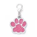 Placa para mascotas de aleación de zinc con huella brillante, colgante antipérdida para perros. - 2,7*2,9 cm / Rosa con Purpurina
