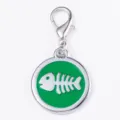 Colgante de metal para mascota con pez verde, bonita placa de aleación con mosquetón. - 2.5cm / Verde