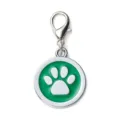 Placa para perro con huella de pata de esmalte verde y colgante con mosquetón plateado accesorio - 2.5cm / Verde (no grabable)