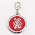 Placa de identificacion redonda de aleacion de zinc para perros con mosqueton, diseño rojo. - Rojo