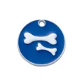 Blauwe ronde botpatroon huisdier ID tag zinklegering hondenhalsband hanger accessoire variant - Diameter: 2,5 cm / Blauw