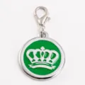 Placa de identidad para mascotas con mosqueton, colgante de corona verde y plateada de aleacion. - 2.5cm / Verde (grabado no disponible)