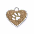 Placa de identificación para mascotas en forma de corazón dorado brillante con huella. - 2.8*2.6cm / Dorado con purpurina (sin grabado)