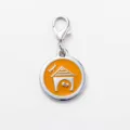 Cute metal pet ID tag with orange enamel doghouse pendant, anti-lost charm for cats and dogs. - Orange
