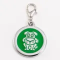 Placa para perros redonda de aleación de zinc con esmalte verde y diseño de perro tierno - Verde
