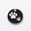 Stainless steel metal pet ID tag cute paw print anti-lost dog collar charm pendant black - Diameter 2.5cm / Black
