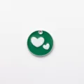 Green Enamel Double Heart Pet ID Tag Zinc Alloy Dog Cat Pendant DIY Jewelry Accessory - Diameter: 2.5cm / Green