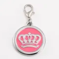 Rosa corona metal mascota id tag esmaltado perro gato collar colgante encanto joya para mascotas - 2.5cm / Rosa (Grabado no disponible)