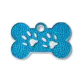 Blue bone shaped pet ID tag with paw print design, metal dog collar pendant for pets. - 3*1.9cm / Blue (No Engraving)