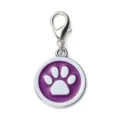 Placa para perros redonda morada con huella, dije de identificación de aleación con mosquetón. - 2.5cm / Morado (Sin Grabado)