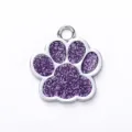 Placa de identificación para mascotas de aleación de zinc huella brillante morada - 2,5*2,7 cm / Púrpura con Purpurina