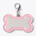 Roze botvormige metalen huisdier hond tag id hanger met karabijnhaak sluiting glanzend - Klein: 3,3*2,1*0,2 cm / Roze