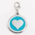 Placa de perro de corazon esmalte azul, dije de collar de aleacion de zinc grabado. - Azul (Sin Grabado)