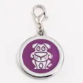 Chapa para perros redonda de aleación de zinc con esmalte violeta y diseño de perro de dibujos. - Púrpura