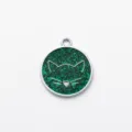 Ciondolo gatto glitter verde etichetta ID per cani gatti collare decorazione accessori - Diametro: 2,5 cm / Verde glitterato (senza incisione)