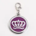 Crown zinc alloy pet ID tag cat dog collar necklace pendant charm metal accessory - 2.5cm / Purple (Engraving Not Available)