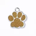 Placa de identificación para perro huella con purpurina aleación zinc colgante mascota - 2,5*2,7 cm / Dorado con Purpurina
