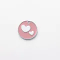 Placa de identificacion de mascota corazon esmalte rosa, chapa de perro aleacion. - Diámetro: 2,5 cm / Rosa