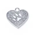 Placa de identificación para mascotas en forma de corazón con purpurina y huella. - 2.8*2.6cm / Plateado con purpurina (sin grabado)