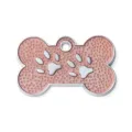 Pink bone pet ID tag with silver paw print, metal dog collar pendant for puppy kitten. - 3*1.9cm / Pink (Non-Engravable)