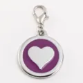 Placa de identificación para mascotas de aleación de zinc corazón esmalte morado - Morado (Sin Grabado)