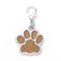 Colgante de pata de mascota de aleación de zinc con purpurina, etiqueta de collar para perro. - 2,7*2,9 cm / Dorado con Purpurina