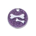 Zinklegering ronde glitter bot patroon hondenpenning huisdier halsband ketting hanger - Diameter: 2,5 cm / Glitter Paars