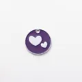 Placa de identificación para mascotas esmalte morado corazones dobles, aleación de zinc. - Diámetro: 2,5 cm / Púrpura