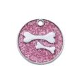 Roze glitter bot huisdier ID tag, zinklegering anti-verloren honden halsband hanger. - Diameter: 2,5 cm / Glitter Roze