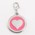 Zinc alloy pet ID tag with pink enamel heart design, engravable anti-loss puppy pendant - Pink (Non-Engravable)