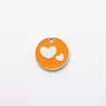 Placa de identificacion redonda esmaltada naranja con doble corazon plateado para perros - Diámetro: 2,5 cm / Naranja