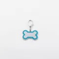 Blauwe rand metalen bot hond huisdier ID tag hanger met karabijnhaak accessoire. - Klein: 3,3*2,1*0,2 cm / Lichtblauw