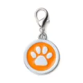 Orange enamel paw print pet dog tag with lobster clasp, durable metal variant design. - 2.5cm / Orange (Not Engravable)
