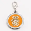 Round Zinc Alloy Pet Dog Tag Orange Enamel Cute Cartoon Puppy ID Pendant for Pets - Yellow