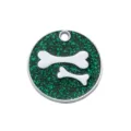 Zinklegering Ronde Groene Glitter Bot Honden Penning Huisdier Halsband Hanger Accessoire - Diameter: 2,5 cm / Glitter Groen
