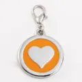 Zinc alloy pet dog tag with orange enamel heart pendant, cute anti-lost identity tag for dogs. - Yellow (No Engraving)