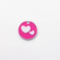 Placa de identificación para mascotas rosa con diseño de corazones, colgante de metal resistente. - Diámetro: 2,5 cm / Rosa rojo
