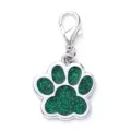 Zinc alloy glitter paw print pet ID tag, stylish anti-lost dog collar pendant accessory. - 2.7*2.9cm / Glitter Green