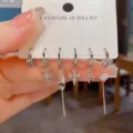 Vintage Kreuz Quaste Metall Creolen Set, trendiger Punk Stil Schmuck für Damen und Mädchen. - Kreuzketten Quasten-Set (57#) / Silber