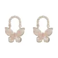 Sweet butterfly crystal pearl earrings, handmade cute drop earrings for women daily wear. - 3# Silver Handmade Crystal Butterfly
