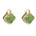 Pendientes cuadrados de cristal verde para mujer, joyería geométrica dorada elegante. - 8# Hebilla De Cristal Cuadrada Verde