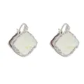 Pendientes de aro cuadrados de cristal blanco plateado, joyería dulce y versátil. - 9# Hebilla De Cristal Cuadrada Blanca
