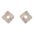 Pendientes de botón geométricos cuadrados con circonitas cúbicas y brillo blanco - 12# Pendientes De Botón De Cristal De Strass Cuadrado Geométrico Hueco