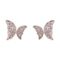 Pendientes de mariposa de plata con cristal rosa y circonita, estilo dulce y elegante. - 20# Pendientes de Botón de Mariposa de Cristal y Strass Rosa