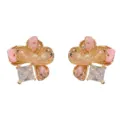 Elegantes pendientes de flor de cristal chapados en oro, joyas de circonita para mujeres. - 25# Pendientes de Botón de Pétalos de Cristal y Piedra Triturada